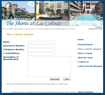 Las Colinas: Place a Service Request